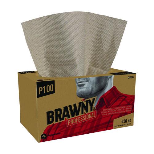 Image of Brawny® Professional 29246 All Purpose Wipers, 1-Ply, 9 x 10.25, Brown, 250 Wipers/Box, 24 Boxes/Carton