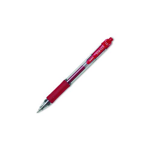 Image of Zebra® 46630 Sarasa Dry Gel X20 Gel Pen, Retractable, Bold 1 mm, Red Ink, Clear/Red Barrel, Dozen