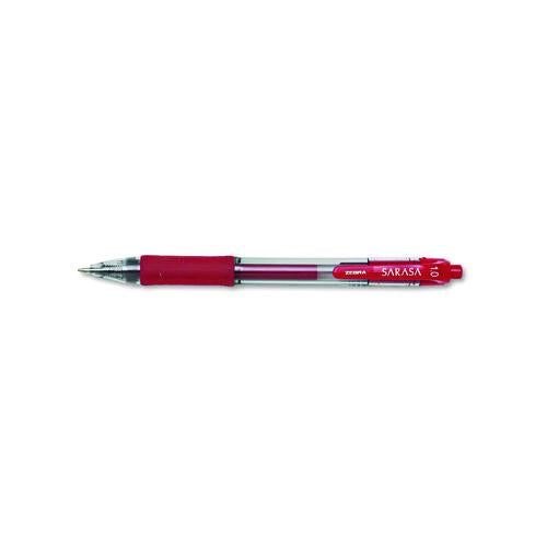 Image of Zebra® 46630 Sarasa Dry Gel X20 Gel Pen, Retractable, Bold 1 mm, Red Ink, Clear/Red Barrel, Dozen