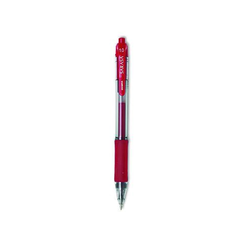 Image of Zebra® 46630 Sarasa Dry Gel X20 Gel Pen, Retractable, Bold 1 mm, Red Ink, Clear/Red Barrel, Dozen