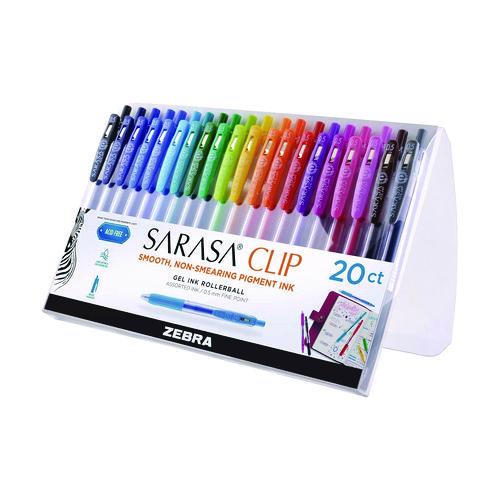 Image of Zebra® 47220 Sarasa Clip Gel Pen, Retractable, Fine 0.5 Mm, Assorted Ink And Barrel Colors, 20/pack