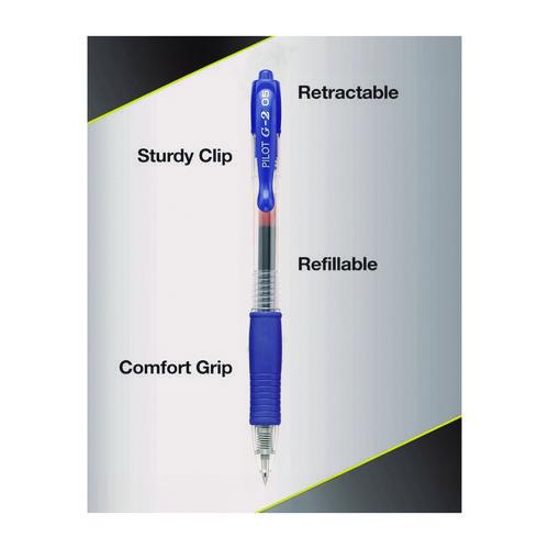 Image of Pilot® 31298 G2 Premium Gel Pen, Retractable, Extra-Fine 0.5 mm, Blue Ink, Smoke/Blue Barrel, 5/Pack