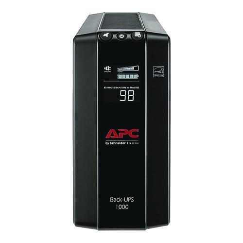 Image of APCÂ® Back-UPS Pro Compact Tower LCD Battery Backup and Surge Protector with USB, 1,000 VA, 8 Outlets, 1,103 J