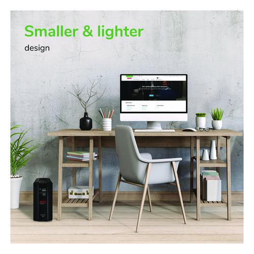 Image of APCÂ® Back-UPS Pro Compact Tower LCD Battery Backup and Surge Protector with USB, 1,000 VA, 8 Outlets, 1,103 J