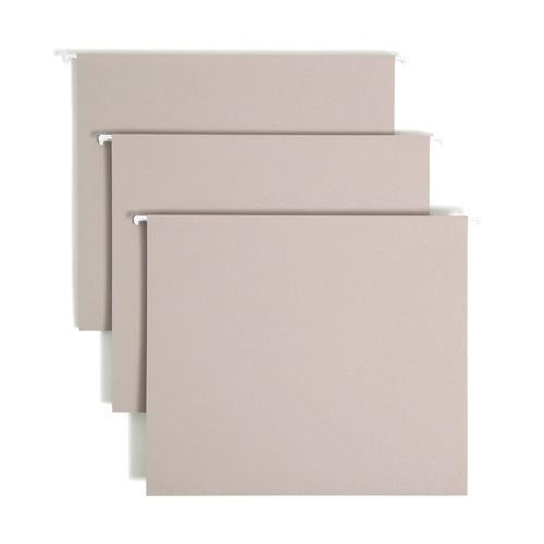 Image of Smead 64240 TUFF Extra Capacity Hanging File Folders with Easy Slide Tab, 2" Capacity, Letter, 1/3-Cut Tabs, Steel Gray, 18/Box