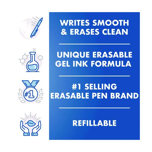 Image of PilotÂ® FriXion Ball Clicker Erasable Gel Pen, Retractable, Fine 0.7 mm, Black Ink, Black Barrel, 2/Pack