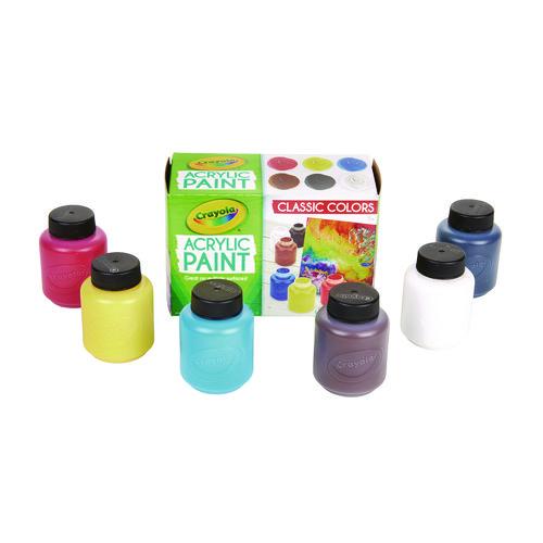 Image of Crayola® 20-1997 Acrylic Paint Set, Six Assorted Classic Colors, 2 oz Bottles, 6/Box