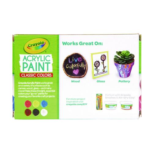Image of Crayola® 20-1997 Acrylic Paint Set, Six Assorted Classic Colors, 2 oz Bottles, 6/Box