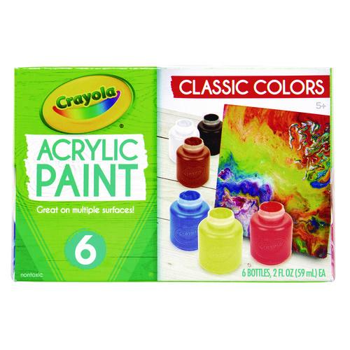 Image of Crayola® 20-1997 Acrylic Paint Set, Six Assorted Classic Colors, 2 oz Bottles, 6/Box
