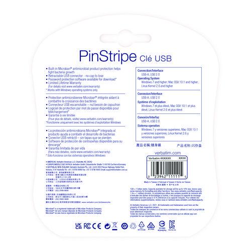 Image of Verbatim® 70055 PinStripe USB 3.2 Flash Drive, 32 GB, Assorted Colors, 5/Pack