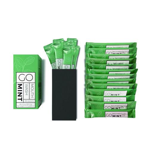 Image of Go Mouthwash MW20 Individual Mouthwash Packets, Display Pack, Mint Flavor, 0.37 oz Packet, 20/Pack