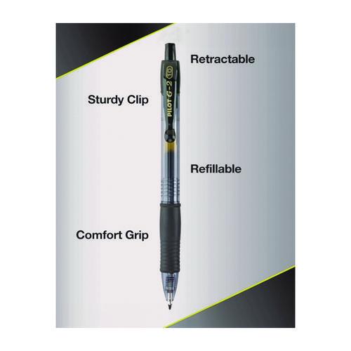 Image of Pilot® 31055 G2 Premium Gel Pen, Retractable, Extra-Fine 0.5 mm, Black Ink, Smoke/Black Barrel, 4/Pack