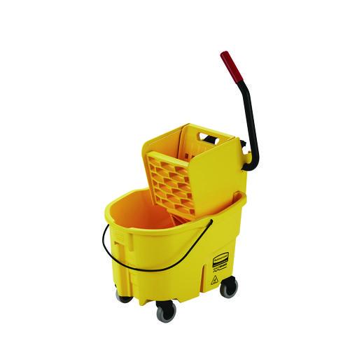 Image of Rubbermaid® Commercial FG748000YEL Wavebrake 2.0 Bucket/wringer Combos, Side-Press, 26 Qt, Plastic, Yellow
