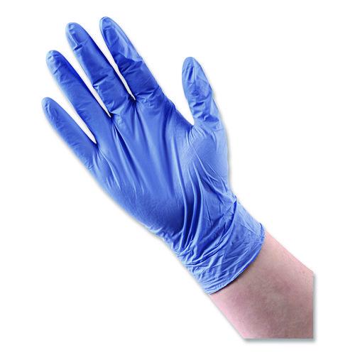 Image of Boardwalk® 380MCTA 380 Series Disposable General-Purpose Nitrile Gloves, Powder-Free, Medium, 4 mil Thick, 9.5" Long, Blue, 100/Box, 10 Boxes/CT