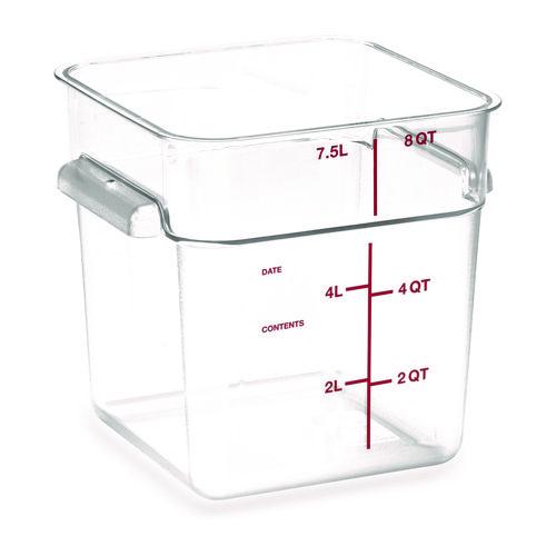 Image of Carlisle 1195307 Squares Polycarbonate Food Storage Container, 8 qt, 8.75 x 8.75 x 9, Clear, Plastic