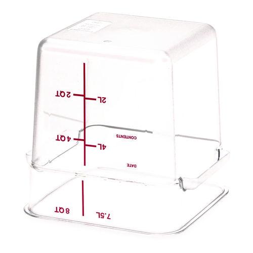 Image of Carlisle 1195307 Squares Polycarbonate Food Storage Container, 8 qt, 8.75 x 8.75 x 9, Clear, Plastic