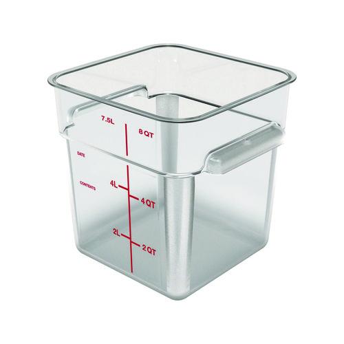 Image of Carlisle 1195307 Squares Polycarbonate Food Storage Container, 8 qt, 8.75 x 8.75 x 9, Clear, Plastic
