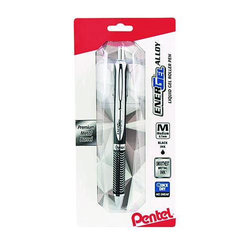 Image of Pentel® BL407ABPA EnerGel Alloy RT Gel Pen, Retractable, Medium 0.7 mm, Black Ink, Black/Aluminum Barrel
