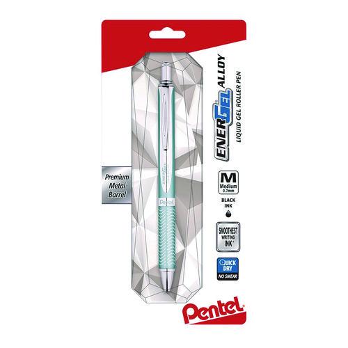 Image of Pentel® BL407LSBPA EnerGel Alloy RT Gel Pen, Retractable, Medium 0.7 mm, Black Ink, Blue/Aluminum Barrel