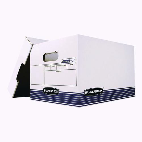 Image of Bankers Box® 0077103 R-KIVE Heavy-Duty Storage Boxes, Letter/Legal Files, 10 x 15 x 12, White/Blue, 20/Bundle