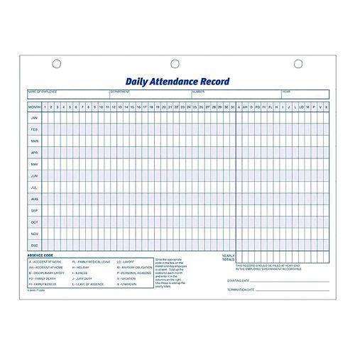 Image of AdamsÂ® Attendance Records, One Part (No Copies), 11 x 8.5, 50 Forms Total