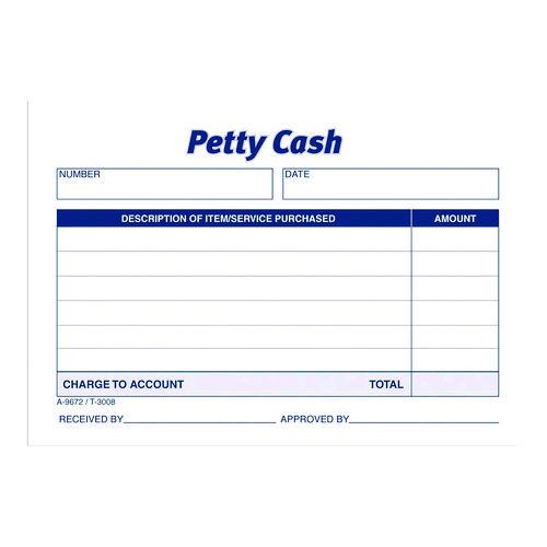 Image of Adams® 9672ABF Petty Cash Receipts, One-Part (No Copies), 5 x 3.5, 50 Receipts/Pad, 12 Pads/Pack