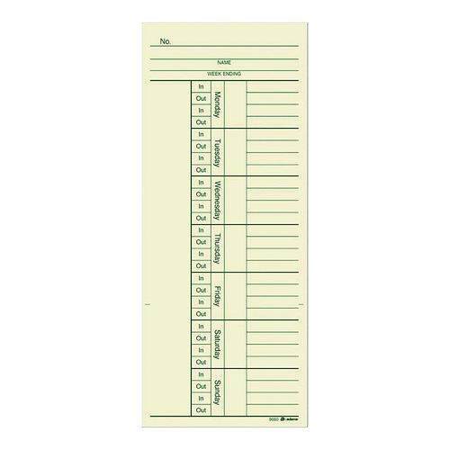 Image of Adams® 9660-200 Time Cards for Acroprint, Amano and Lathem Time Clocks, Two Sides, 3.4 x 8.25, 200/Pack