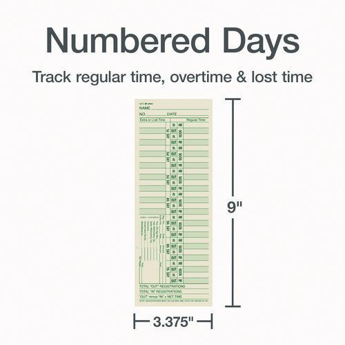 Image of Adams® 9675-200 Time Cards for Acroprint, Amano and Lathem Time Clocks, Two Sides, Bi-Weekly, 3.38 x 9, 200/Pack