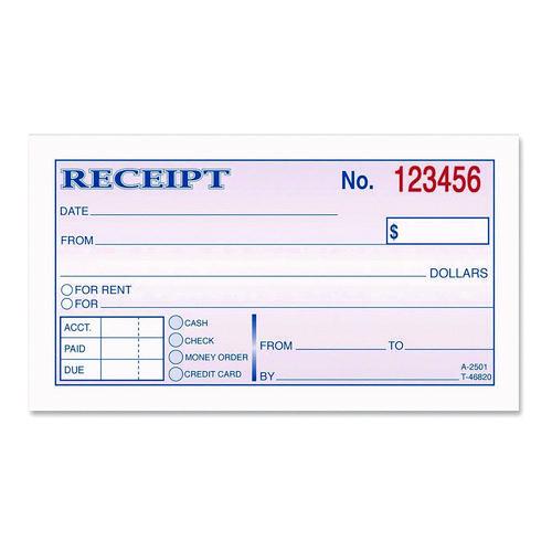 Image of Adams® DC2501 Money/Rent Receipt Book, Two-Part Carbonless, 4.88 x 2.75, 50 Forms Total