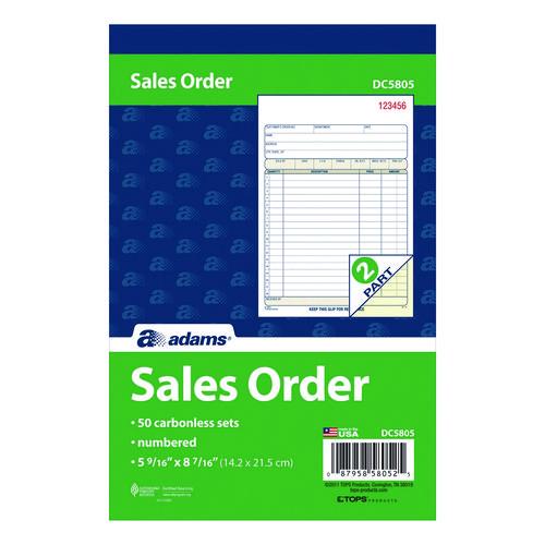 Image of Adams® DC5805-10 Multipart Sales Order Pad, Two-Part Carbonless, 5.56 x 7.94, 50 Forms/Pad, 10 Pads/Box