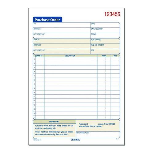 Image of Adams® DC5831-10 Multipart Purchase Order Pad, Two-Part Carbonless, 7.94 x 5.56, 50 Forms/Pad, 10 Pads/Pack