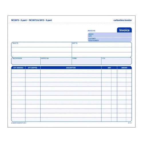 Image of Adams® NC2872-50 Multipart General-Purpose Invoice Forms, Two-Part Carbonless, 8.5 x 6.94, 50 Forms Total