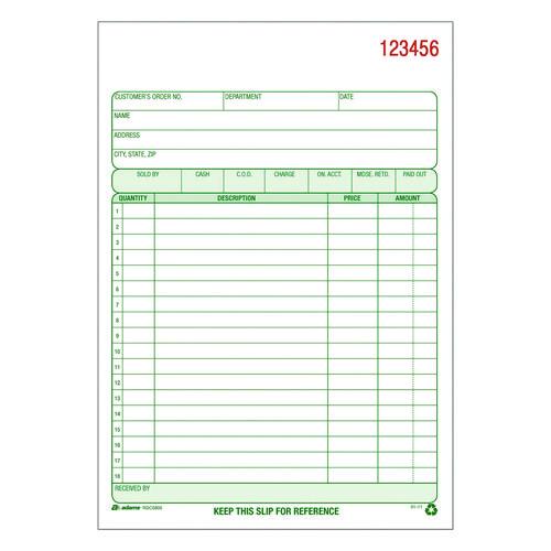 Image of Adams® RDC5805 Multipart General-Purpose Sales Pad, Two-Part Carbonless, 5.56 x 7.94, 50 Forms Total