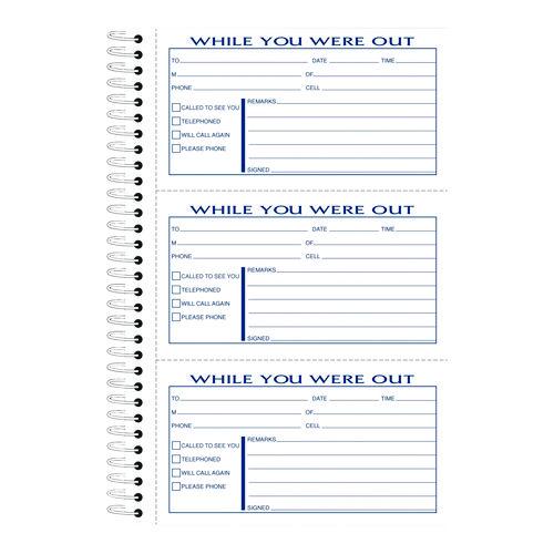 Image of Adams® SC8603D While You Were Out Messages Book, Two-Part Carbonless, 5 x 2.83, 3 Forms/Sheet, 300 Forms Total