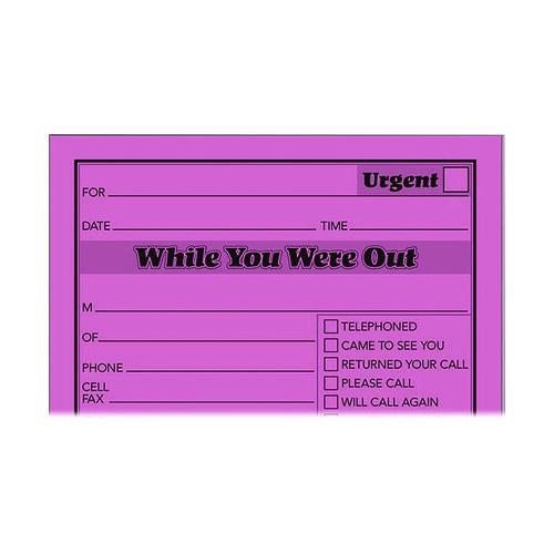Image of Adams® 9711NEON While You Were Out Memo Pad, One-Part (No Copies), 4.25 x 5.5, 50 Forms/Pad, 6 Pads/Pack