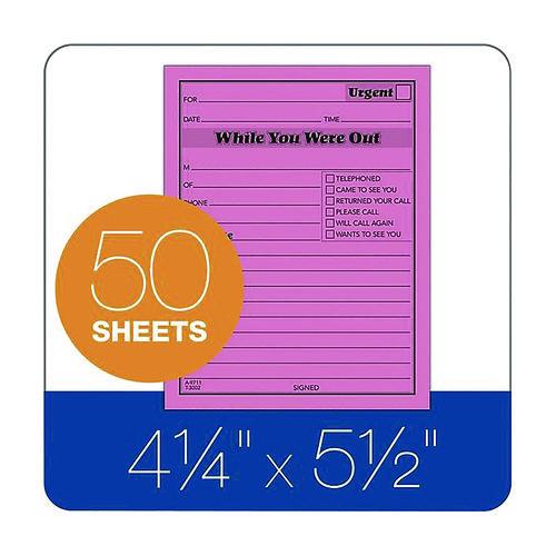 Image of Adams® 9711NEON While You Were Out Memo Pad, One-Part (No Copies), 4.25 x 5.5, 50 Forms/Pad, 6 Pads/Pack