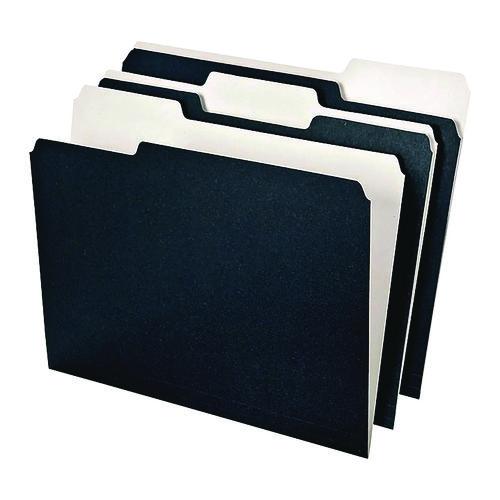 Image of Ampad® 16101EE Earthwise Pendaflex File Folders, 1/3-Cut Tabs: Assorted, Letter Size, Black/White, 50/Box