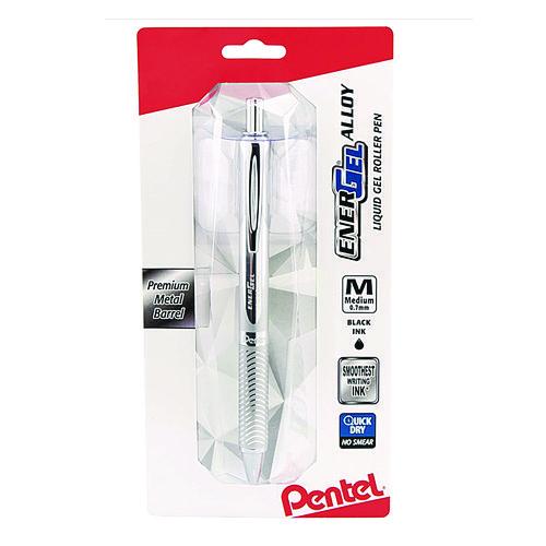 Image of Pentel® BL407BP EnerGel Alloy RT Gel Pen, Retractable, Medium 0.7 mm, Black Ink, Polished Aluminum Barrel