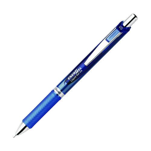 Image of Pentel® BLN75BP3C EnerGel RTX Deluxe Gel Pen, Retractable, Fine 0.5 mm, Blue Ink, Blue/Silver Barrel, 3/Pack