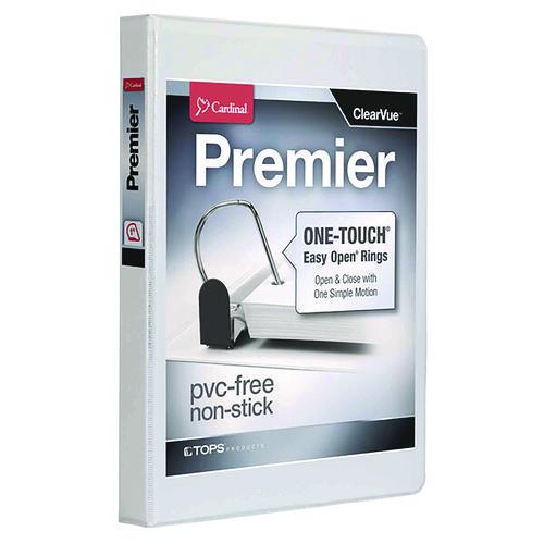 Image of CardinalÂ® Premier Easy Open Clearvue Locking Slant-D Ring Binder, 3 Rings, 1" Capacity, 11 X 8.5, White