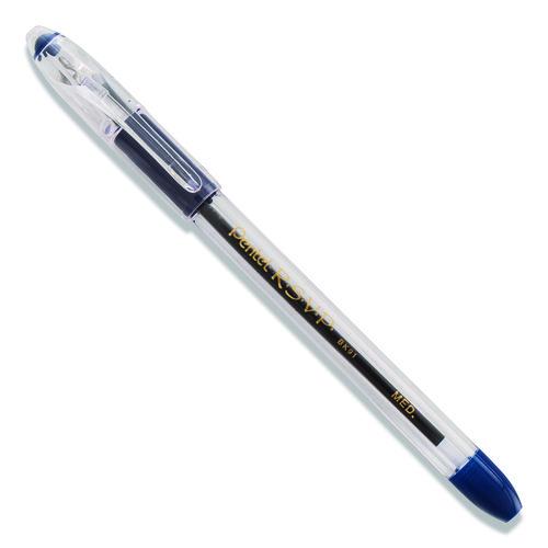 Image of Pentel® BK91-C R.s.v.p. Ballpoint Pen, Stick, Medium 1 Mm, Blue Ink, Clear/blue Barrel, Dozen
