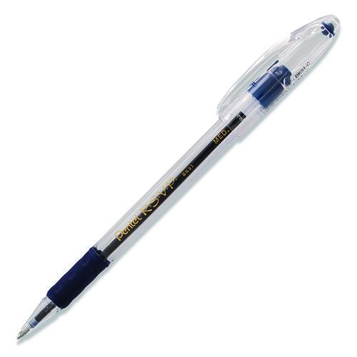 Image of Pentel® BK91-C R.s.v.p. Ballpoint Pen, Stick, Medium 1 Mm, Blue Ink, Clear/blue Barrel, Dozen