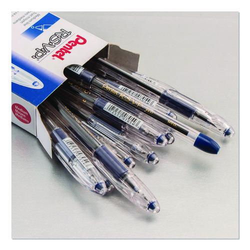 Image of Pentel® BK91-C R.s.v.p. Ballpoint Pen, Stick, Medium 1 Mm, Blue Ink, Clear/blue Barrel, Dozen