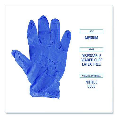 Image of Boardwalk® 380MBXA 380 Series Disposable General-Purpose Nitrile Gloves, Powder-Free, Medium, 4 mil Thick, 9.5" Long, Blue, 100/Box