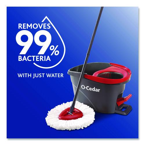 Image of O-Cedar® 148473EA EZWring Spin Mop System, White Microfiber Head, Up to 51" Adjustable Red/Gray Plastic Handle