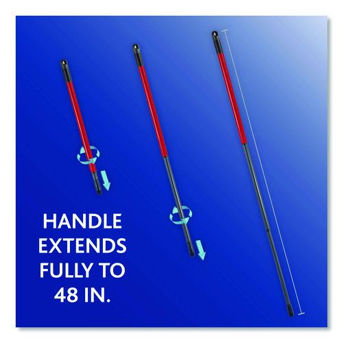Image of O-Cedar® 148473EA EZWring Spin Mop System, White Microfiber Head, Up to 51" Adjustable Red/Gray Plastic Handle