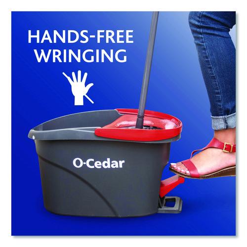 Image of O-Cedar® 148473EA EZWring Spin Mop System, White Microfiber Head, Up to 51" Adjustable Red/Gray Plastic Handle