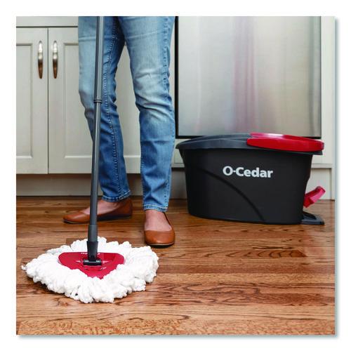 Image of O-Cedar® 148473EA EZWring Spin Mop System, White Microfiber Head, Up to 51" Adjustable Red/Gray Plastic Handle
