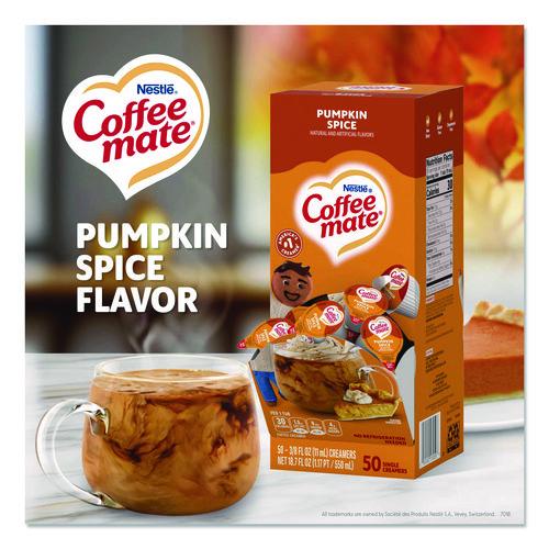 Image of Coffee mate® Liquid Coffee Creamer, Pumpkin Spice, 0.38 oz. Mini Cups, 50/Box