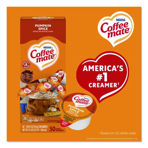 Image of Coffee mate® Liquid Coffee Creamer, Pumpkin Spice, 0.38 oz. Mini Cups, 50/Box